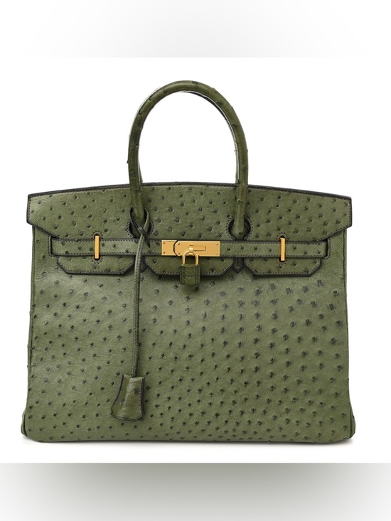 Handbags - Olive Green embossed Ostrich Leather vert H Birkin 25 matte GHW sellier